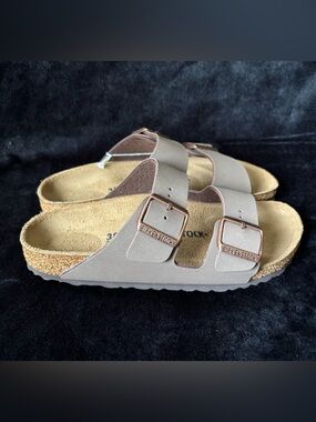 Birkenstock Arizona Stone Birkibuc Sandals Size 38 Narrow NWT